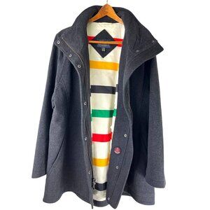 Preppy Heritage Pendleton Charcoal Grey Wool Blend Lined Warm Coat, Women's XL